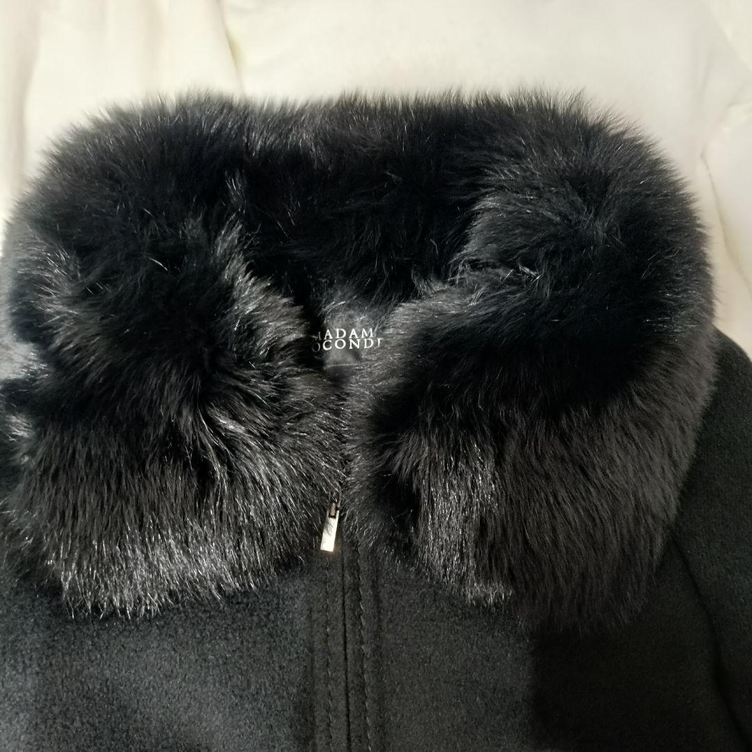 マダムジョコンダ ケープコート ブルーフォックス アンゴラ カシミヤ混　ポンチョ