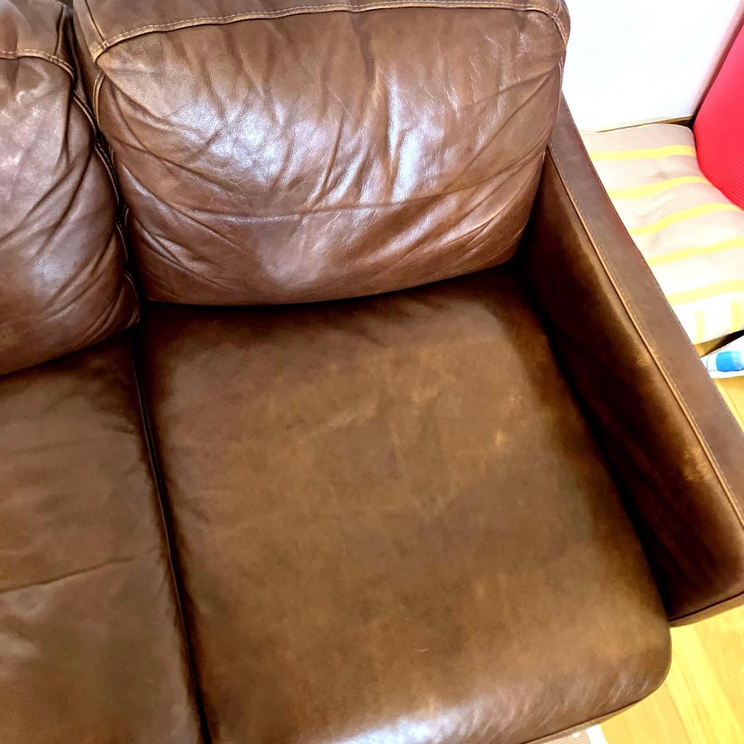 i*︎様 ブラウン レザー 2人掛けソファ