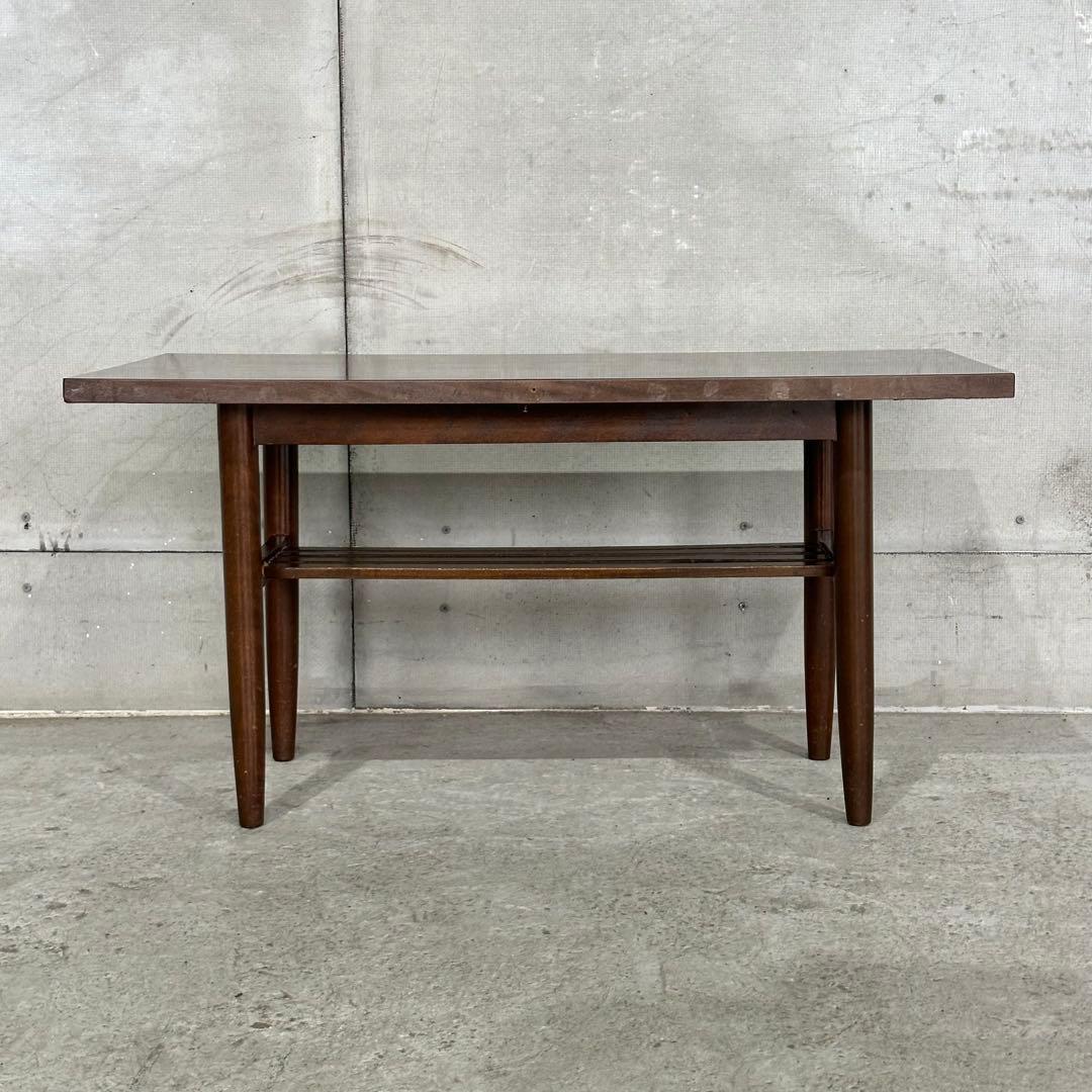 ✦80s✦ ミッドセンチュリー 昭和レトロ ローテーブル 棚付 応接 木製