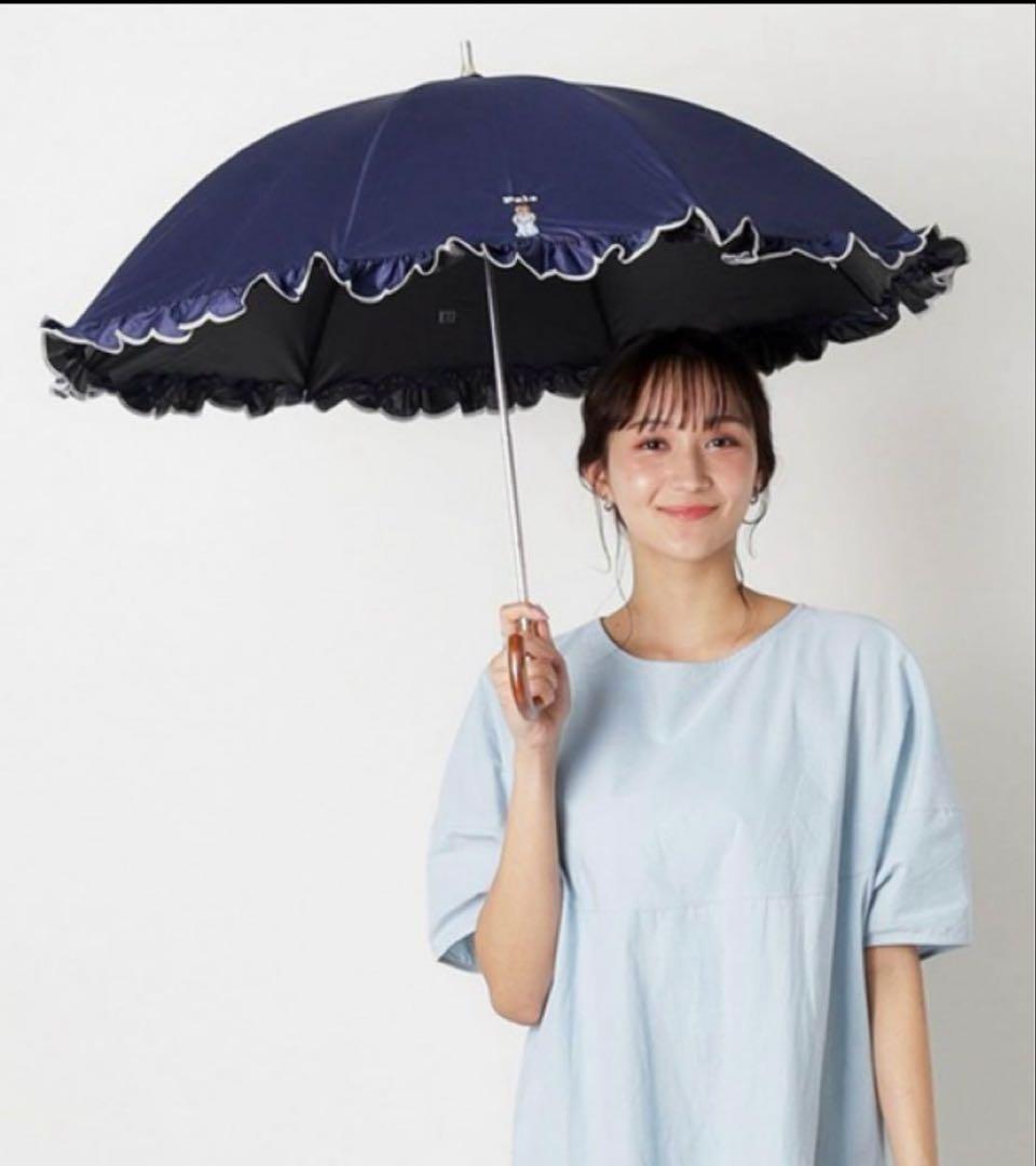 完売品　ポロベア　ラルフローレン　晴雨兼用日傘　ネイビー　POLO フリル