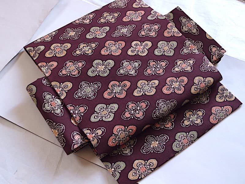 染め名古屋帯（花菱文）全通総柄　正絹美品