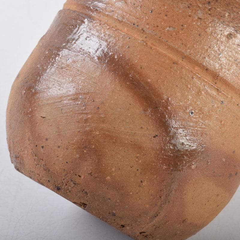 茶道具　備前焼　森宝山造　火襷　茶入　仕覆付　共箱　V　8595