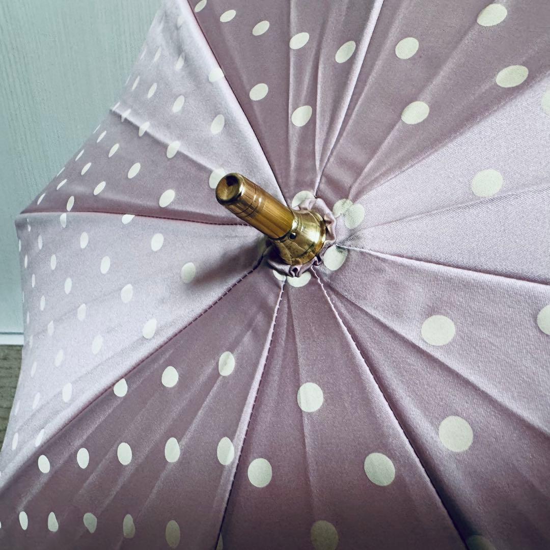 【未使用】LADUREE　ラデュレ　長傘　雨傘 ドット フレンチブルドッグ