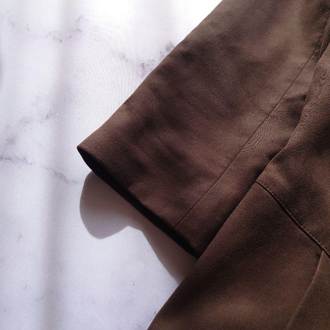 フォクシー シャツワンピース 七分袖 フレア タック ブラウン 40 M相当