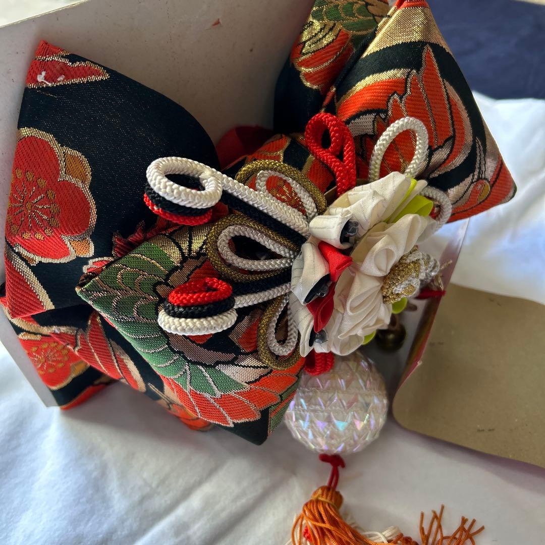 年代物　レトロ　おしゃれ　七五三用 帯　花柄リボン　昭和