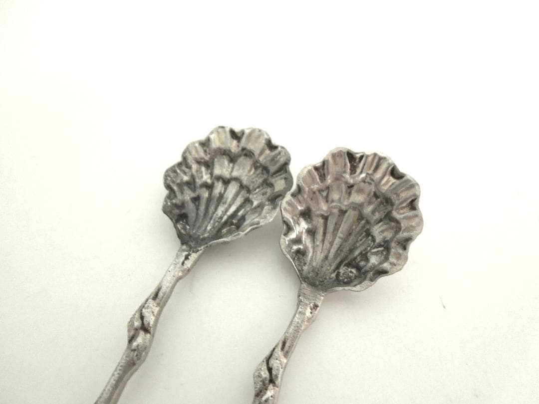 フランス　シルバーソルトスプーン2本　純銀