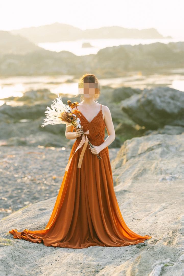 【りさ】カラードレス　テラコッタ　(前撮り・ウエディングドレス)