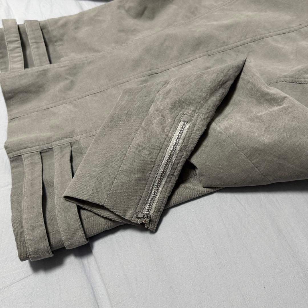 グレー シングルライダースジャケット パンク コーデュロイ