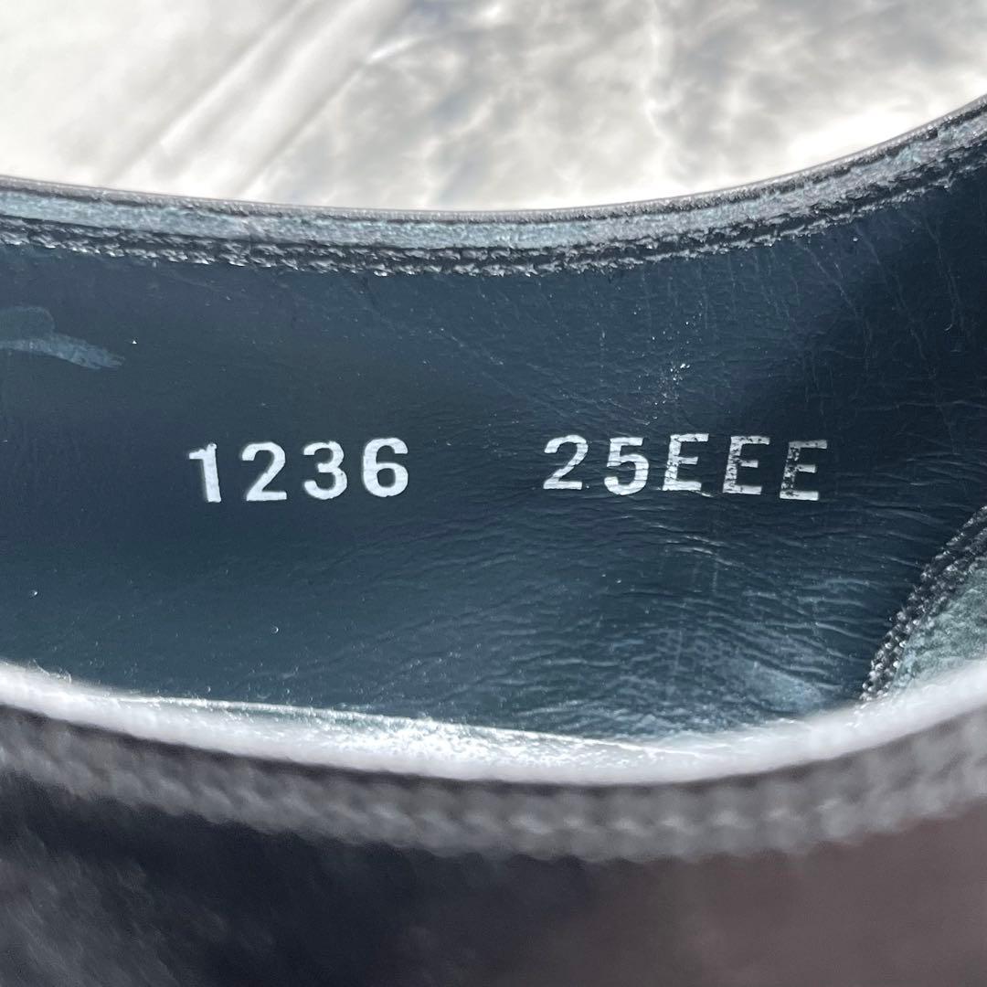 美品 スコッチグレイン ドレスシューズ 25 3E キャップトゥ 革靴 ブラック