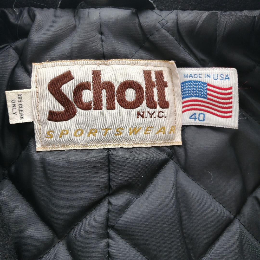美品 ショット メルトンウール ピーコート 40 L 米国製 シングル 黒