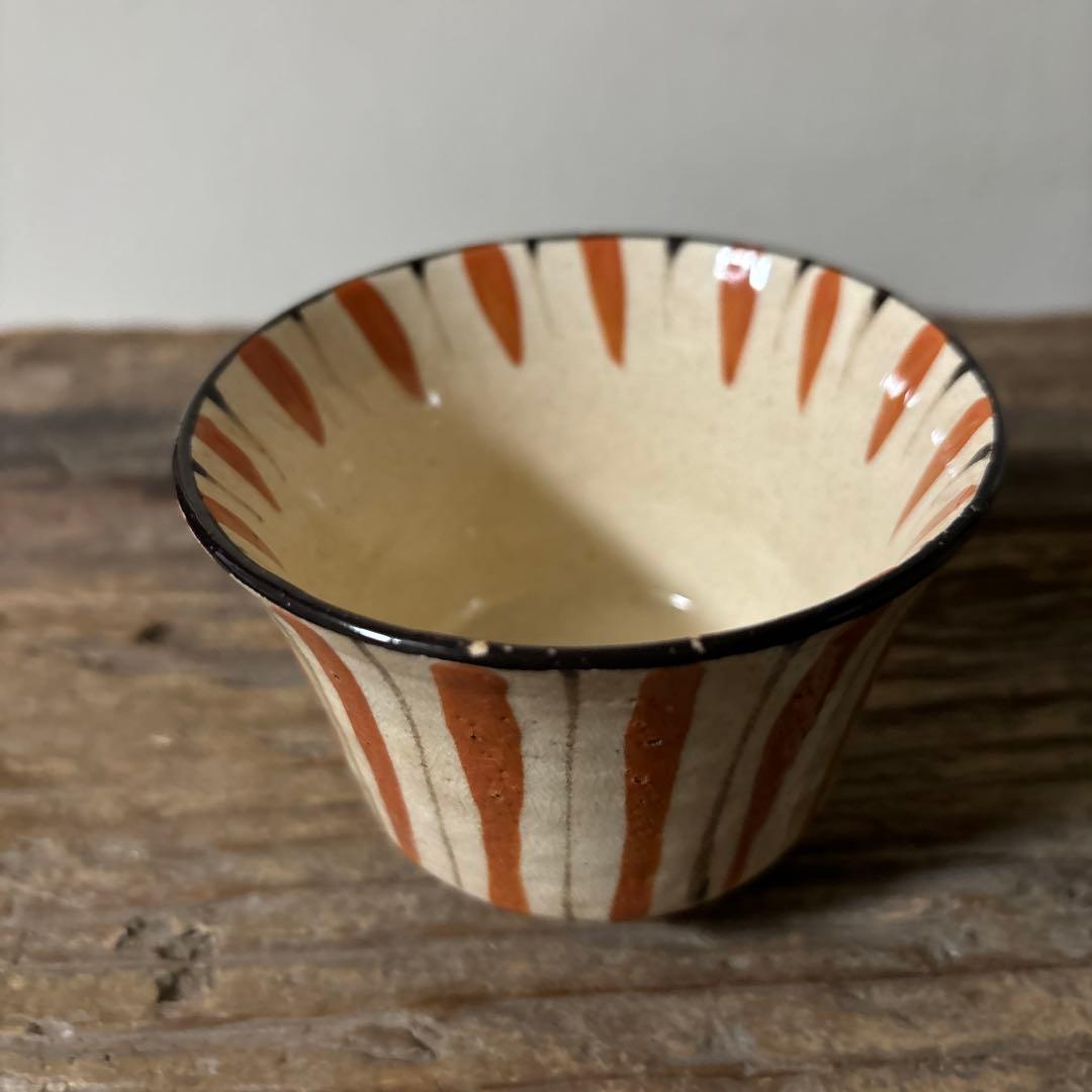 アンティーク　小ぶり麦藁手蓋付き向付　美濃　絵瀬戸　古美術　茶道具　懐石検:李朝