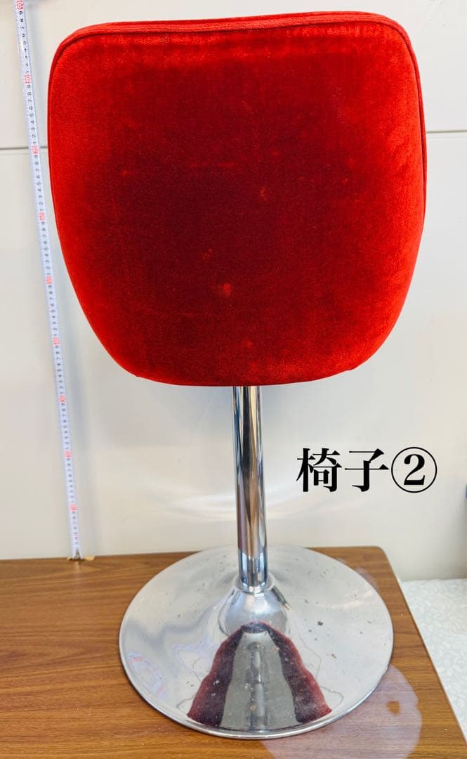 【専用①】赤ベルベット カウンターチェア 2脚セット おしゃれ 固定式