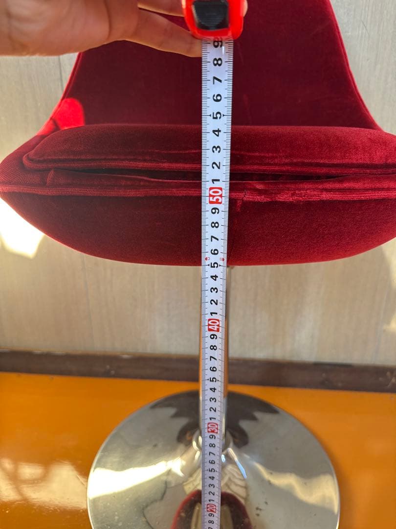 【専用①】赤ベルベット カウンターチェア 2脚セット おしゃれ 固定式