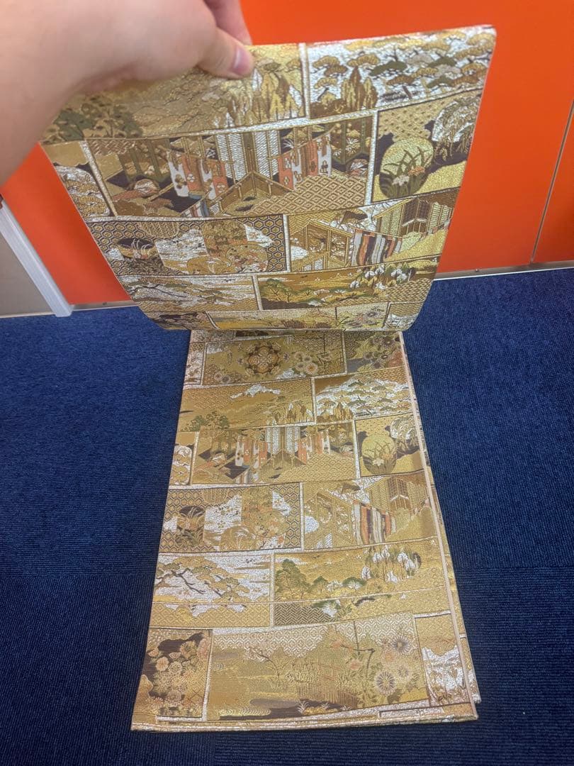 2683袋帯 古代彫金紋 西陣織 金糸　高級上質上品　約440cm 未使用