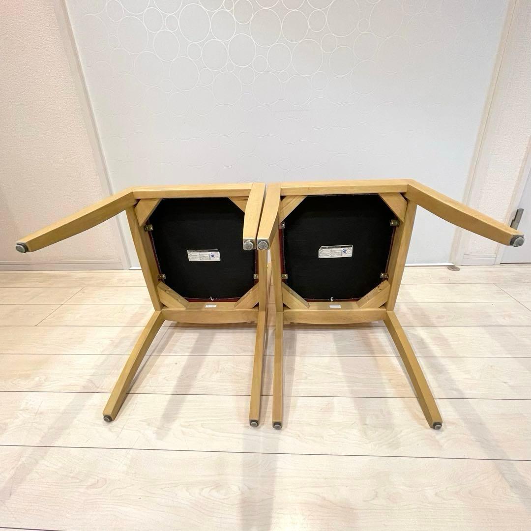 【美品】CRES クレス ダイニングチェア 2脚セット 木製 カフェ 店舗 赤