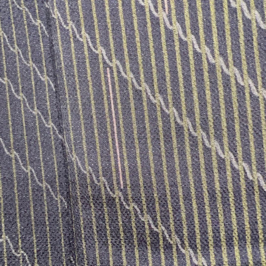 未着用　小紋　縦縞　斜め縞　よろけ縞　グレー　着物　122a d