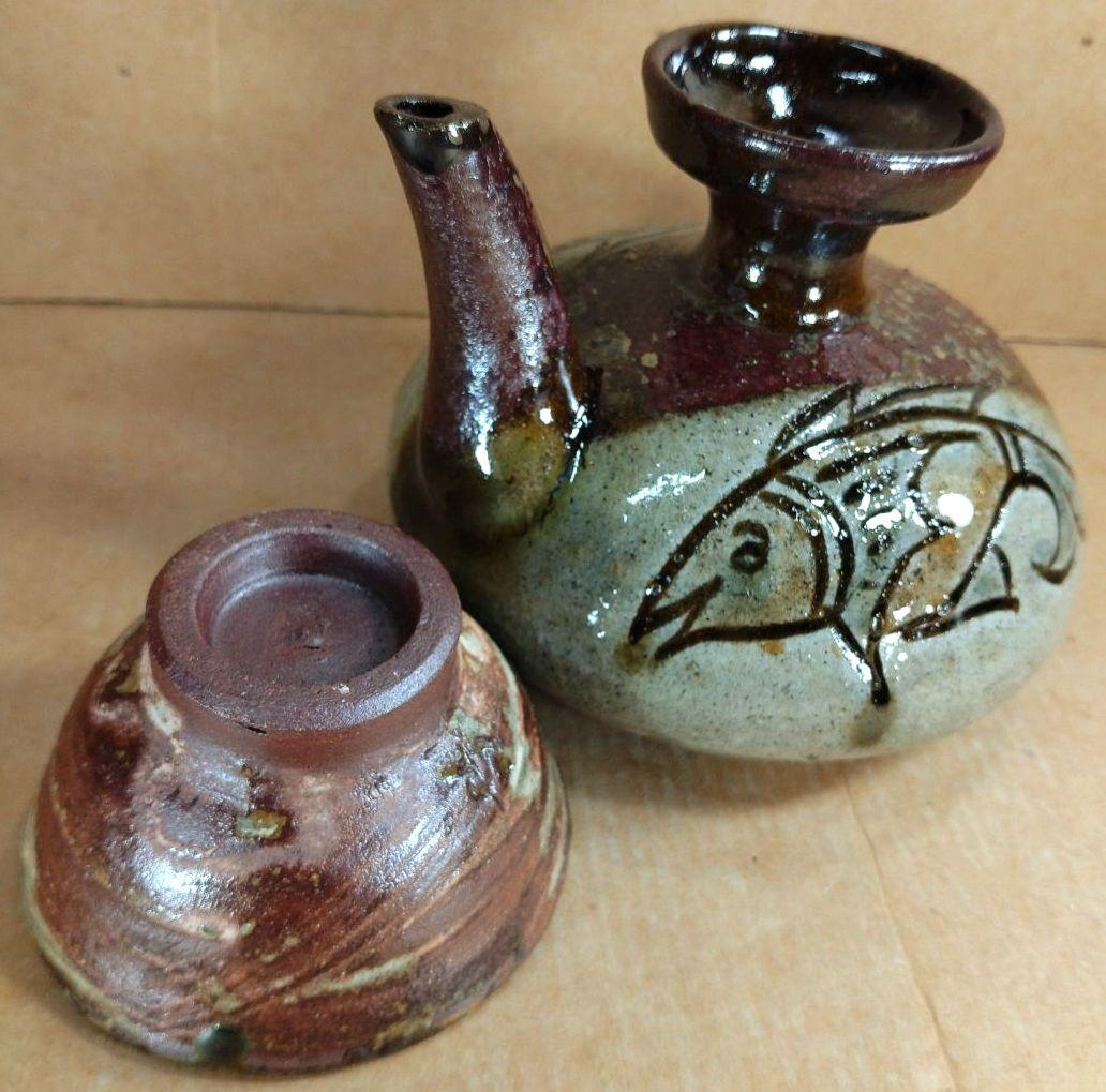 【本物保証】金城次郎 壷屋焼 酒器(カラカラ,ぐい呑) 共箱 栞 人間国宝 美品