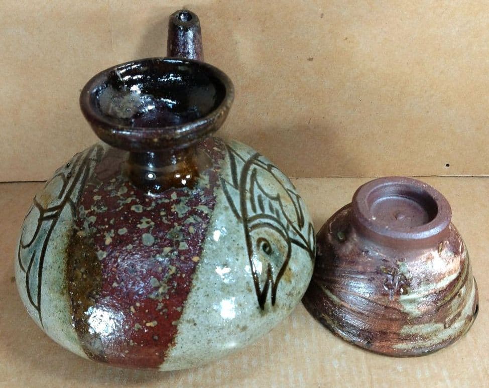 【本物保証】金城次郎 壷屋焼 酒器(カラカラ,ぐい呑) 共箱 栞 人間国宝 美品