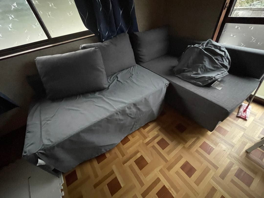 美品　イケヤ　ソファベット　グレー L字型 ソファベッド