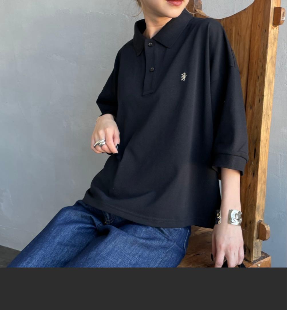 【ネット完売】ジムフレックス　ポロカラードルマンスリーブ プルオーバーBLACK