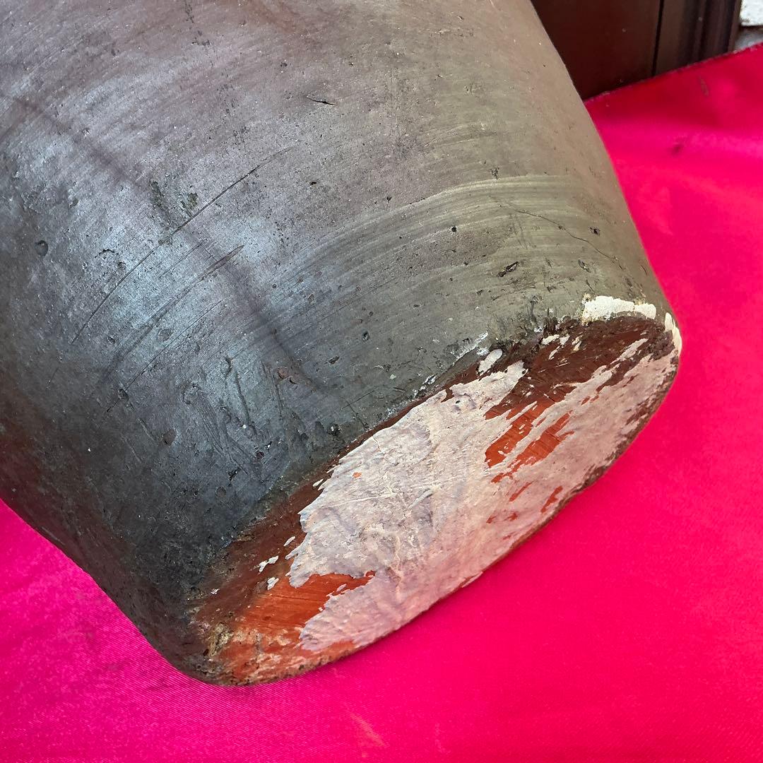 備前焼　茶色　陶器製　花瓶　備前窯　『中壺』　耳有り