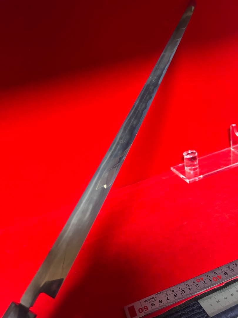 01569 包丁　マグロ包丁　先丸型　玉鋼製　銘有り　刃文綺麗　地肌有り　未使用