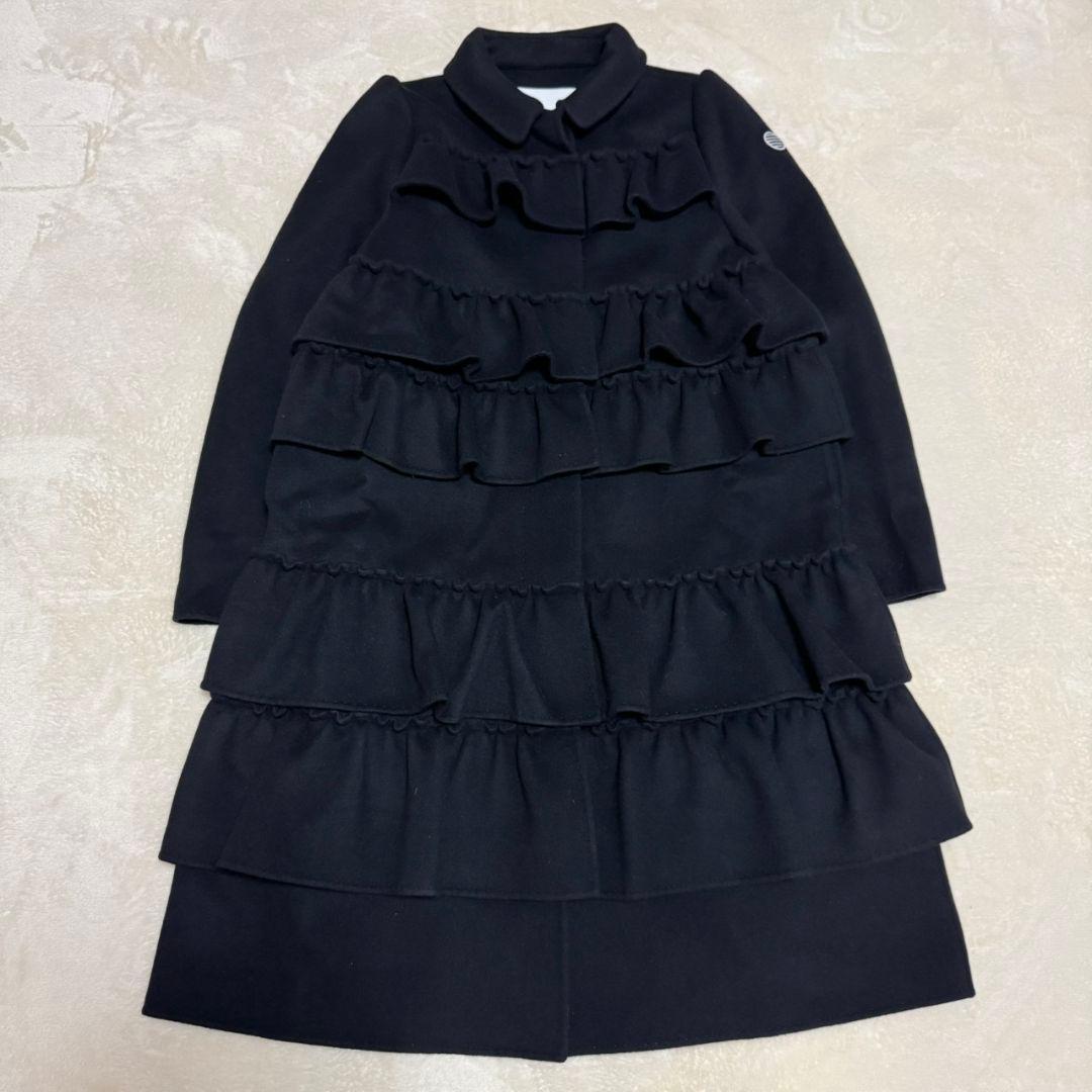 美品 ボーダーズアットバルコニー ラッフルコート フリル SUPER140ウール