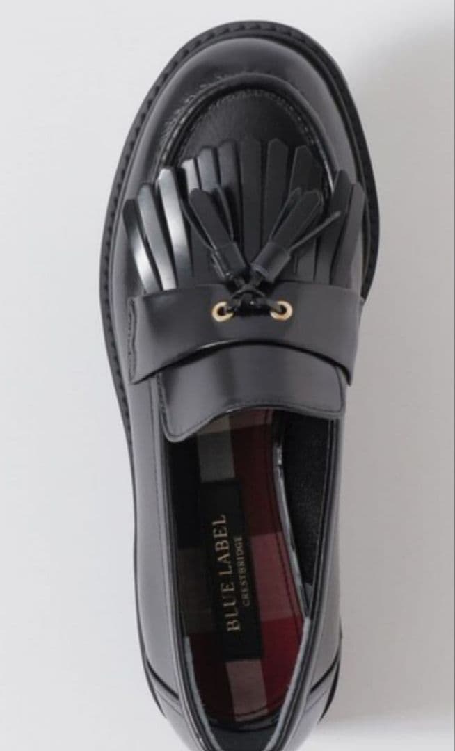 新同 ブルーレーベル クレストブリッジ レザー ローファー M 黒