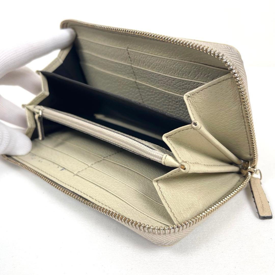 グッチ　極美品　総柄　ラウンドファスナー　キャンバス　GGロゴ　プレート　長財布