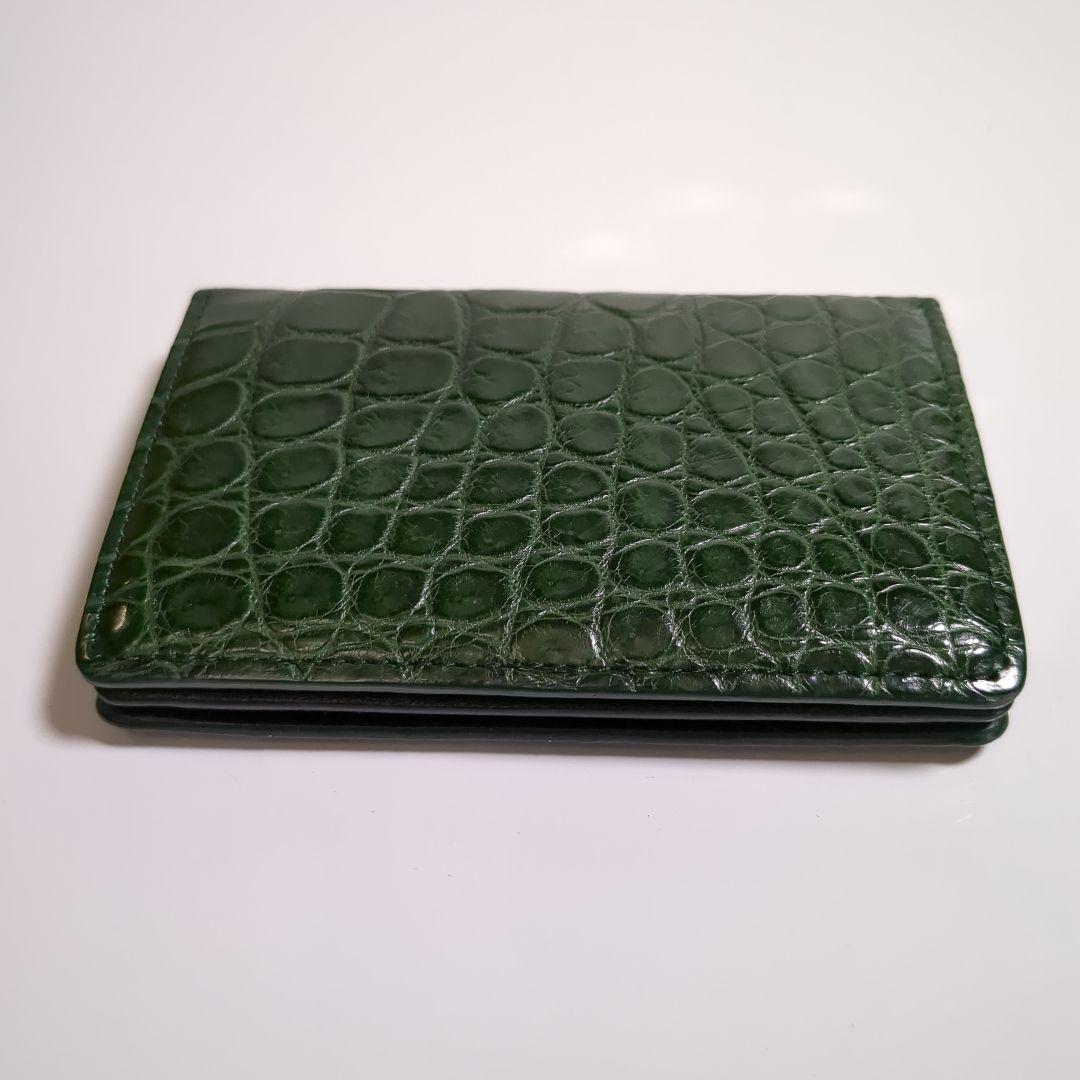 【美品】池田工芸創業80周年記念 ティラノ クロコダイル名刺入 王者の緑