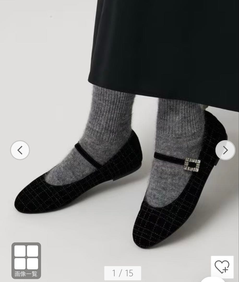 UNITED ARROWS グリッター ベルベット メリージェーン シューズ