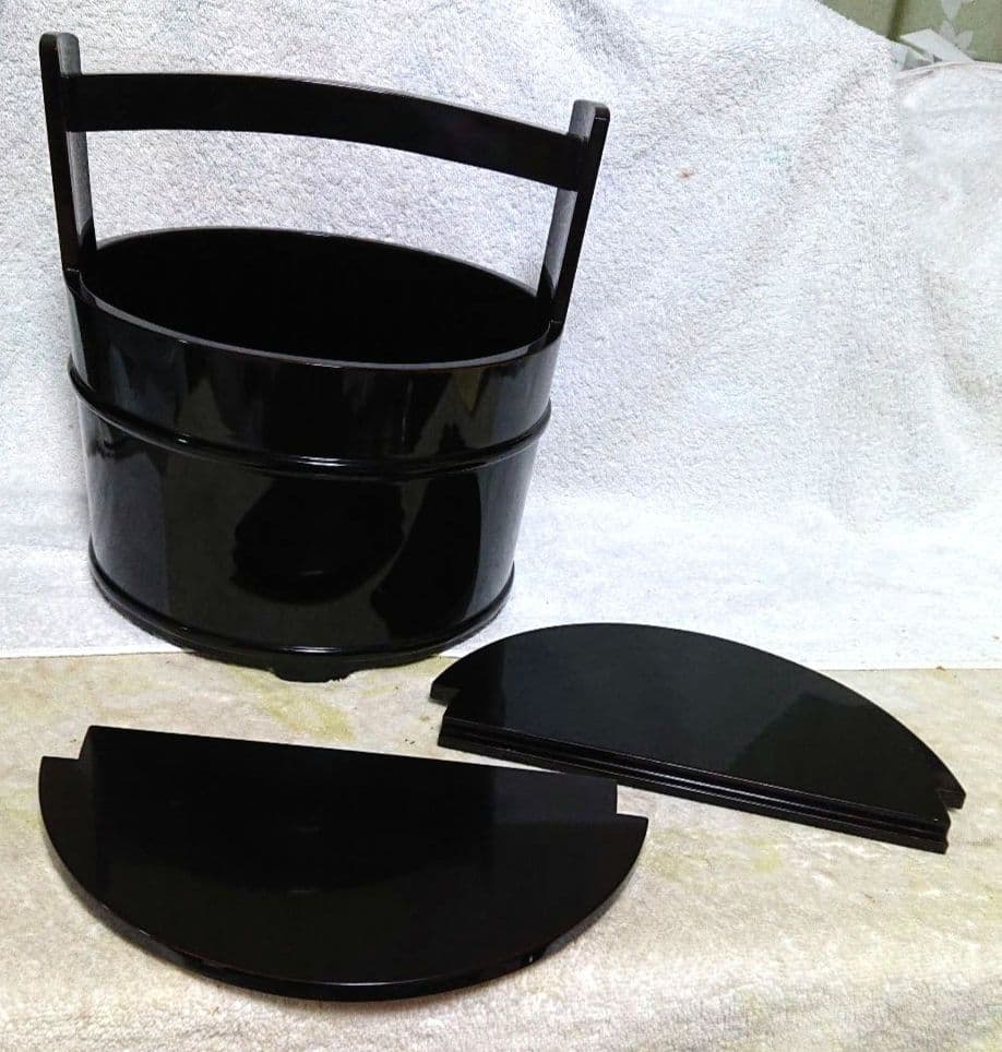 茶道具真塗手桶、水指 A383