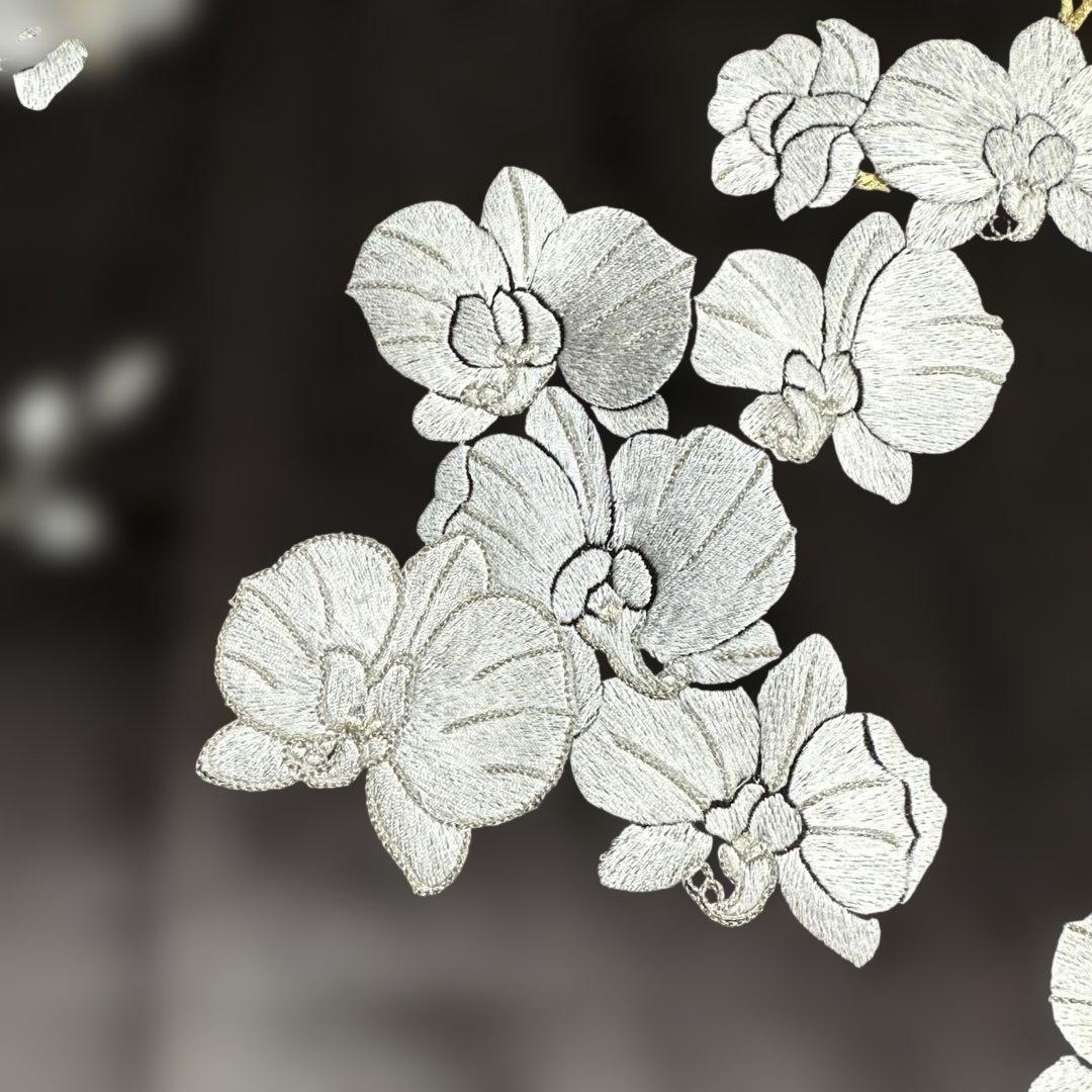 総刺繍 胡蝶蘭 こげ茶 訪問着