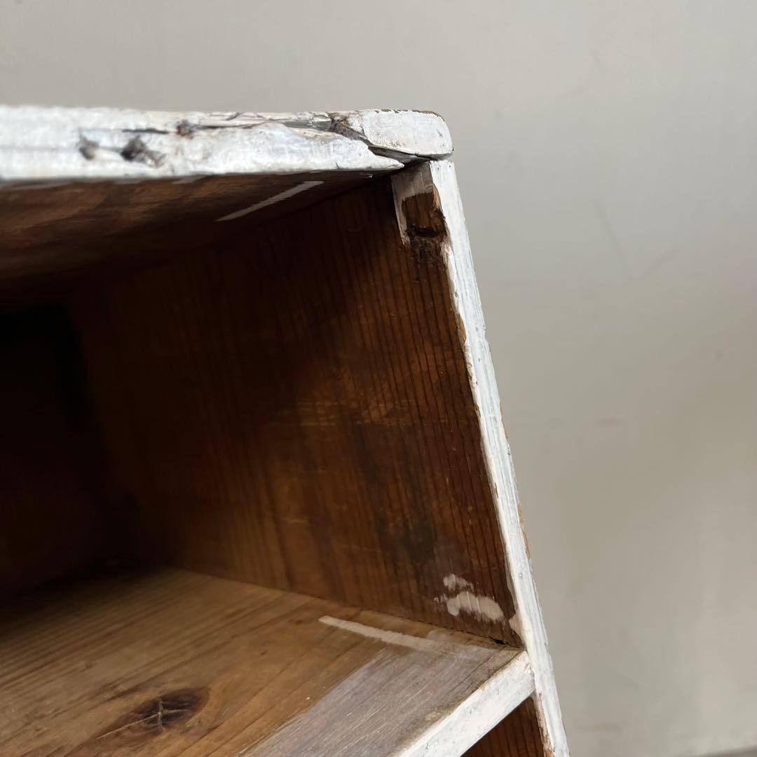 アンティーク シャビーシック 無垢材 飾り棚 オープンシェルフ レトロ ホワイト