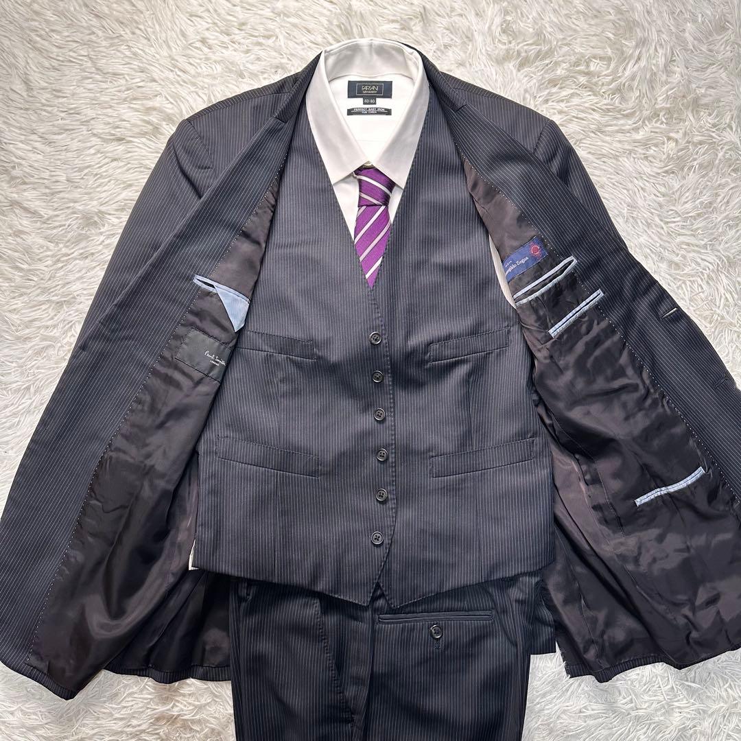 現行 極美品 ポールスミス 3ピース セットアップ ゼニア シルク混 光沢 L