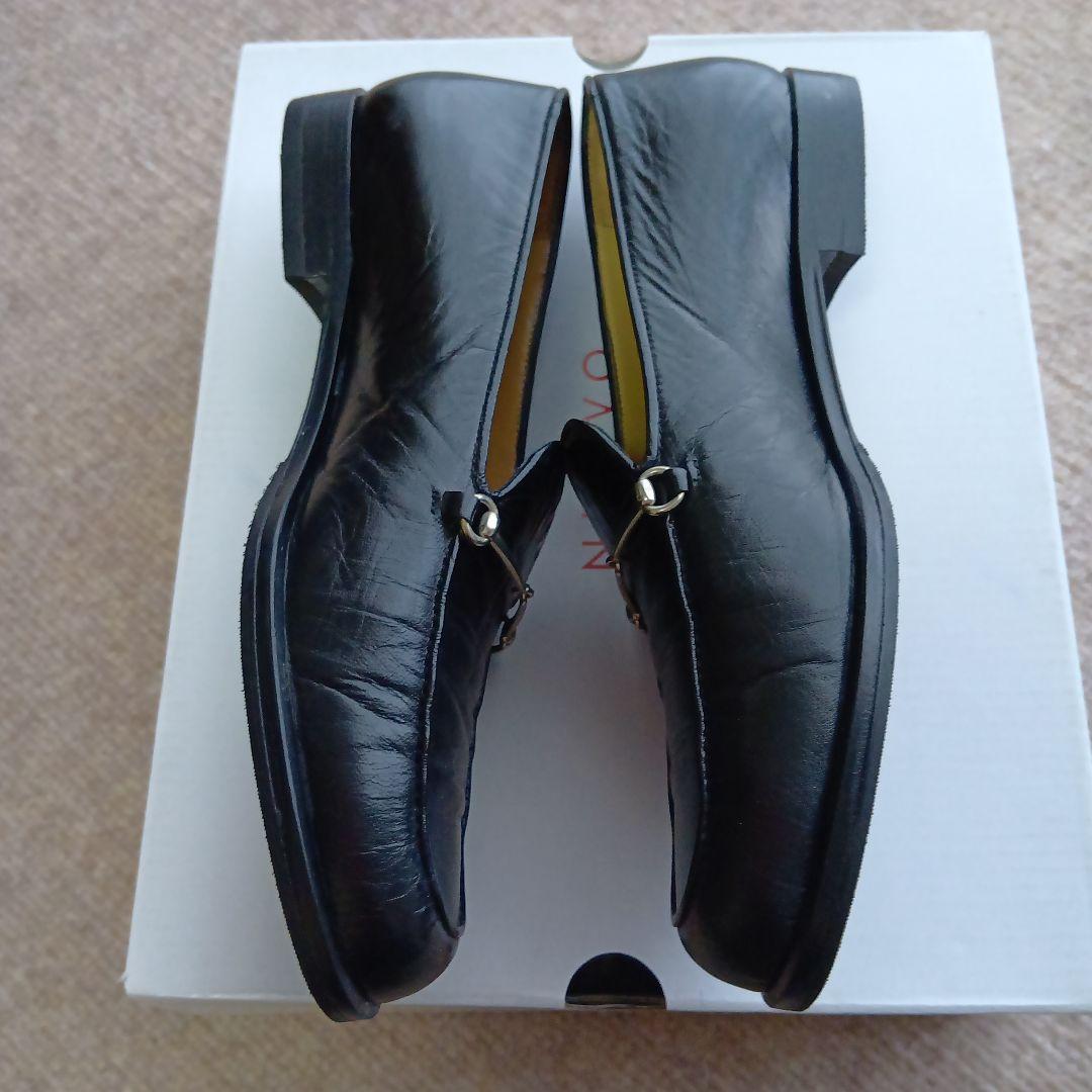 GUCCI ブラックレザー ローファー シルバーホースビット23.5cm