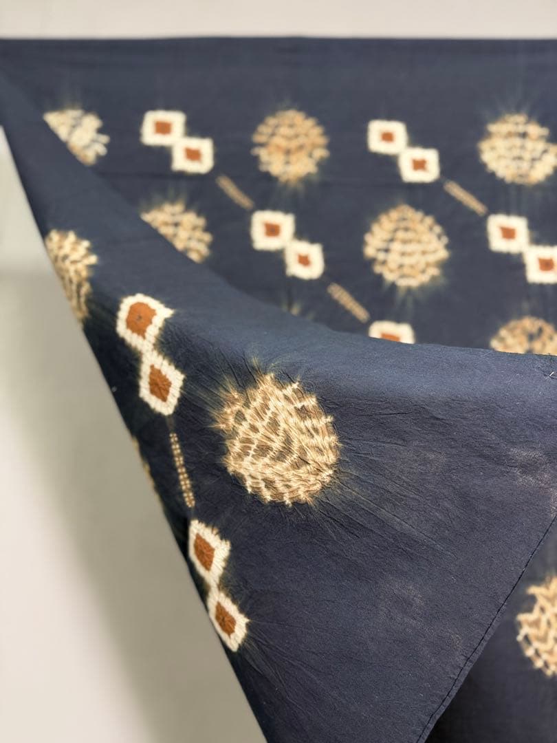 N27 「片野元彦」藍染絞り作家 有松鳴海絞り 天然草木染古布 和装着物