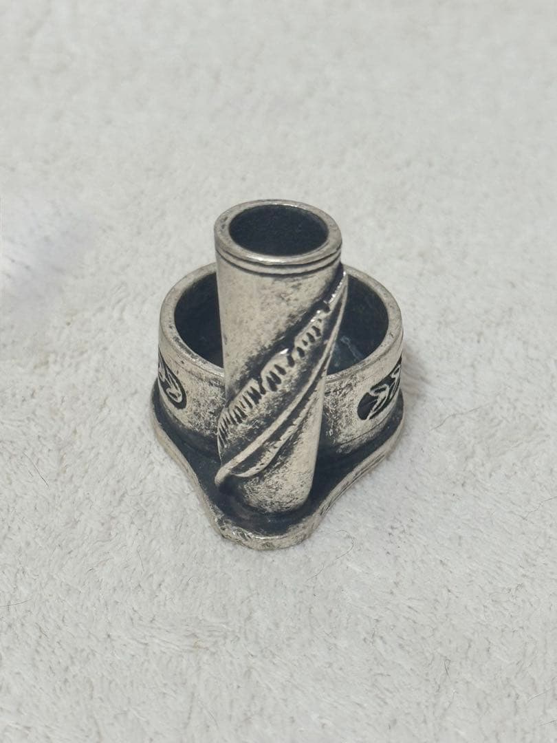 シルバー高級ハンドメイド　フルール・ド・リス ペンとインクポット シルバー万年筆