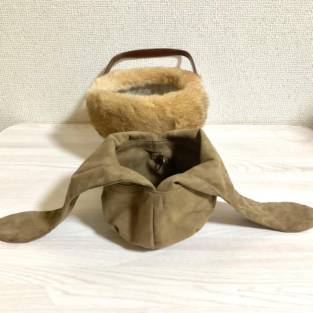 FOXEY フォクシー ハンプトンバスケット ミンクファー レザー バッグ
