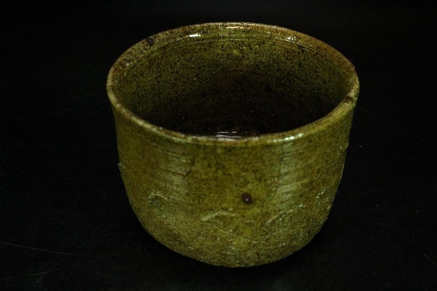 茶道具 古信楽 筒茶碗 釜印 時代箱(K-A219)