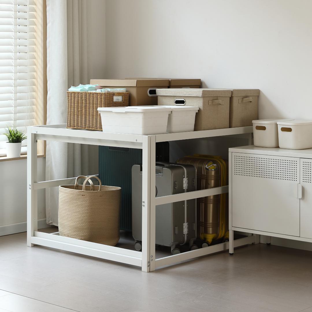 新登場！ハイタイプ伸長式ベッド　シングル　下収納に便利　２WAY　WHITE