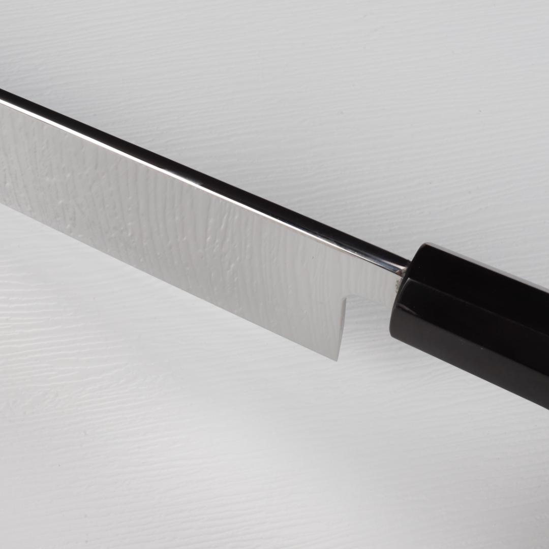 5611 角型薄刃包丁 8寸 ウルトラ鏡面仕上げ 刺身包丁 黒檀黒水牛角八角柄