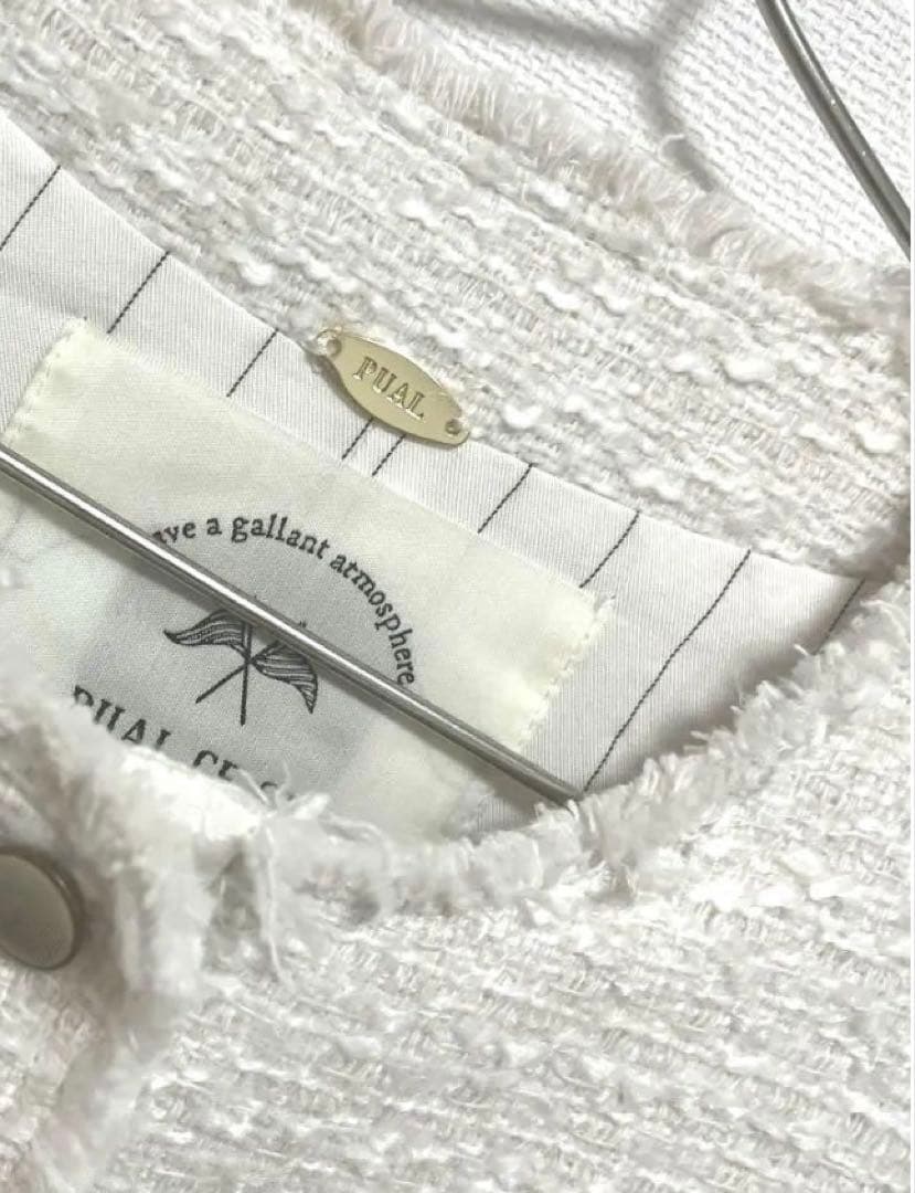 PUAL CE CIN スラブツイードノーカラージャケット ピュアルセシン