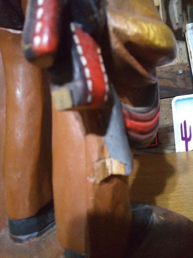 アンティーク 木彫りハンドメイドウッドカービング カウボーイ インテリア