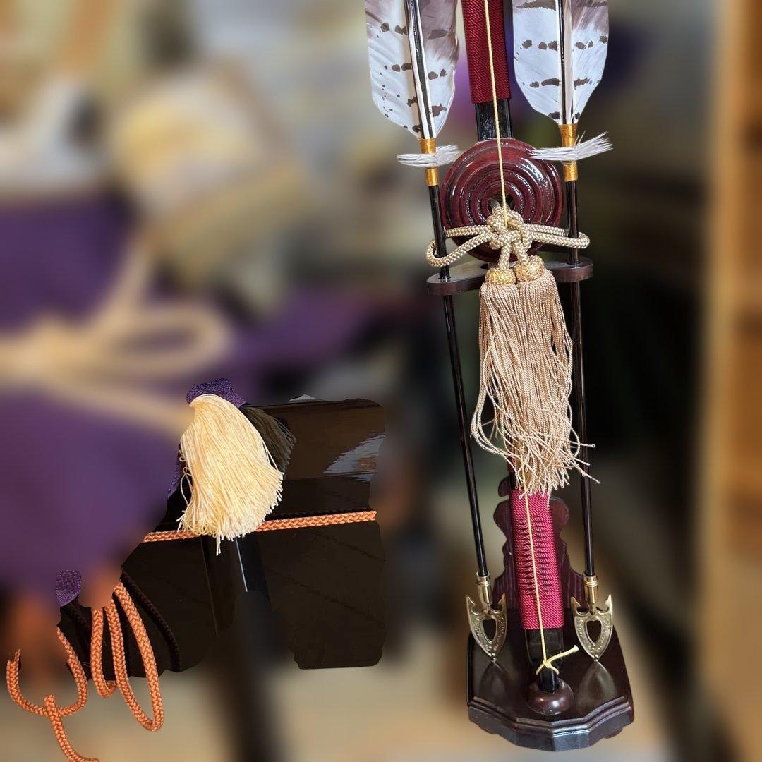 五月人形20号　兜　黒塗屏風　畳台　お弓太刀　【極美品】