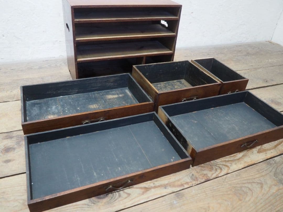 1268 アンティーク　小引き出し　収納棚　小物入れ　ケース　昭和レトロ　骨董