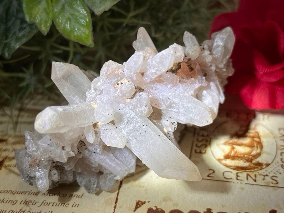 ヒマラヤ　マニカラン産　ピンク水晶 原石　クラスター　ダブルポイント