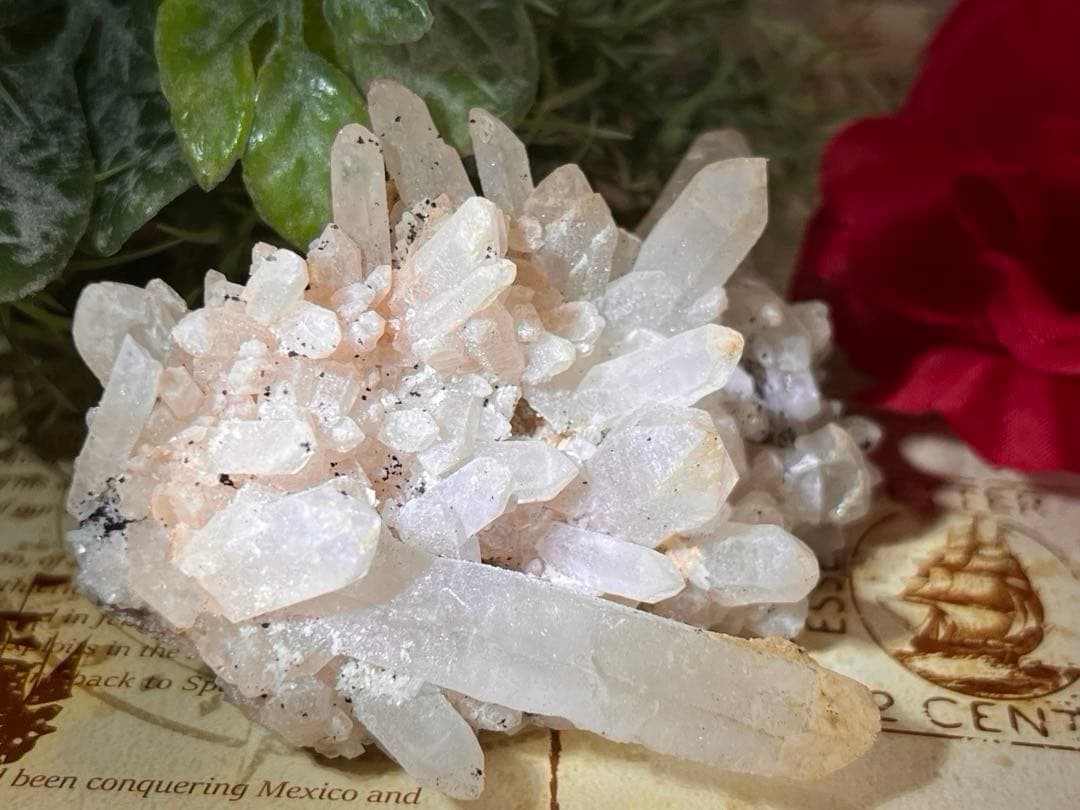 ヒマラヤ　マニカラン産　ピンク水晶 原石　クラスター　ダブルポイント