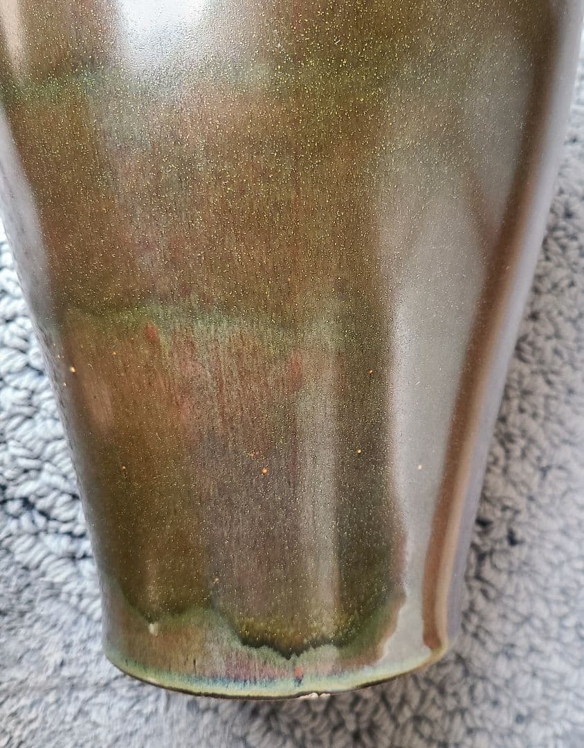 台湾製　壺　大型花瓶　梅瓶(めいぴん)　蕎麦釉　茶葉末釉