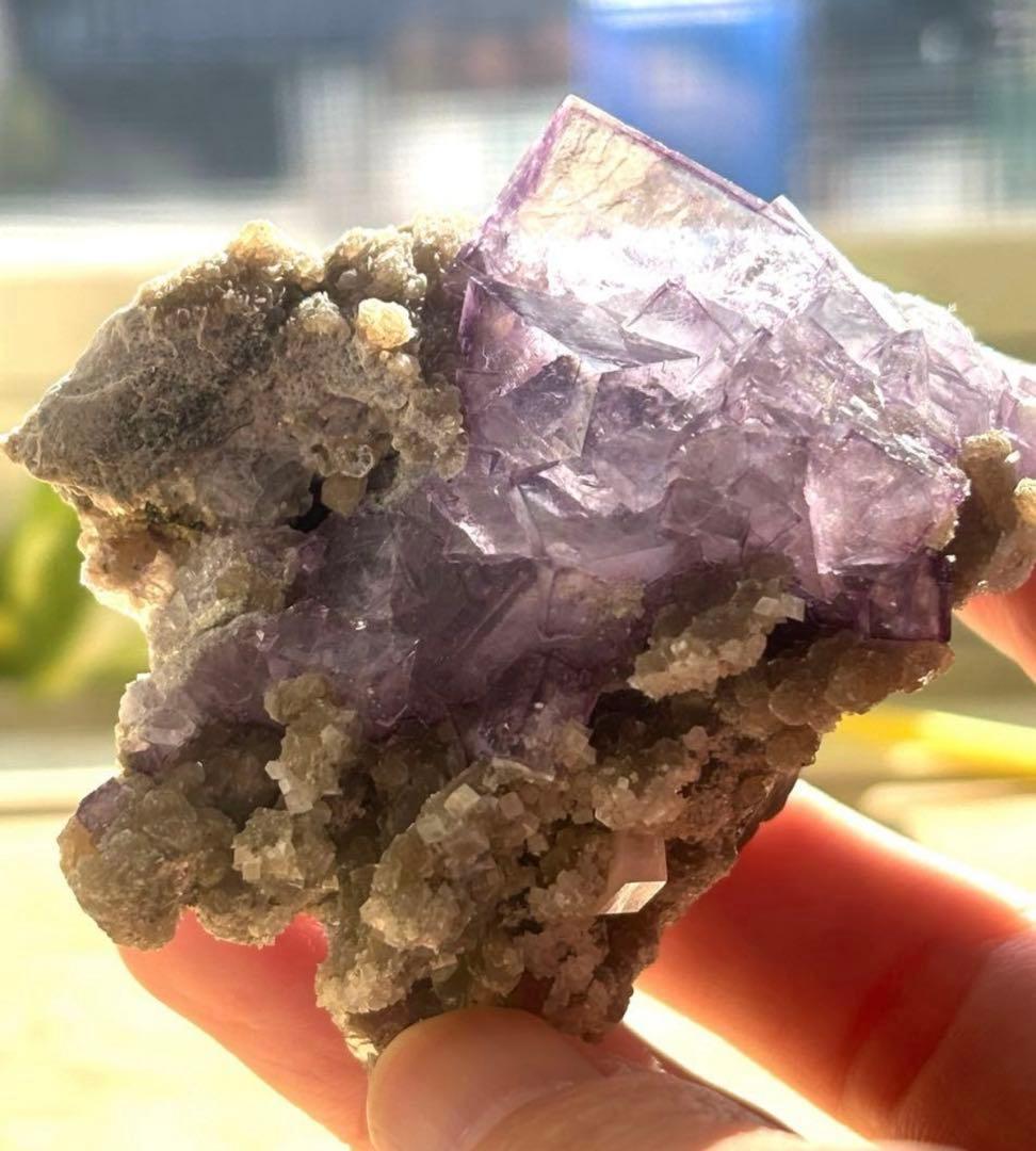 中国　ヤオガンシャン産　ブルー　パープル　フローライト　原石　鉱物標本